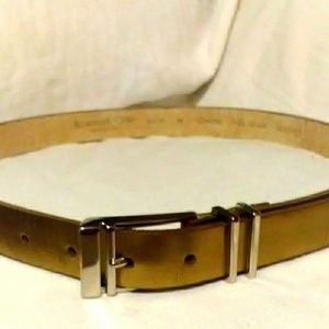 Kenneth Cole women's gold leather skinny belt